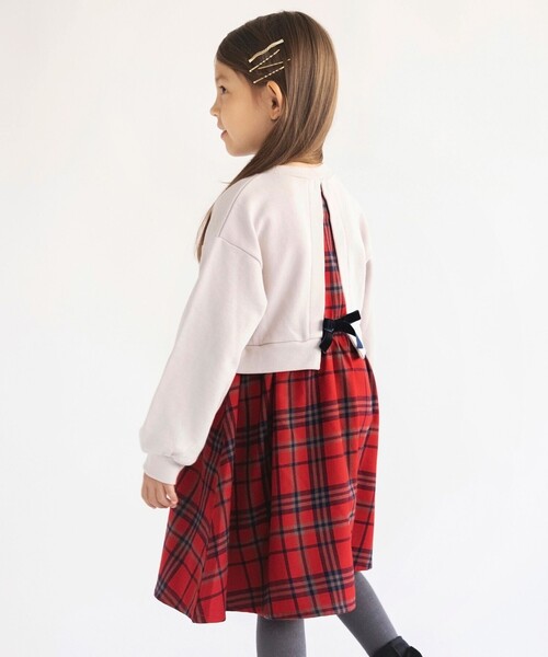 BRANSHES(ブランシェス)の「チェック柄ドッキングワンピース(ワンピース・キッズ・ブラック/ベージュ・90/100/110/120/130/140/150)」の9枚目の写真