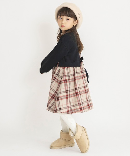 BRANSHES(ブランシェス)の「チェック柄ドッキングワンピース(ワンピース・キッズ・ブラック/ベージュ・90/100/110/120/130/140/150)」の10枚目の写真