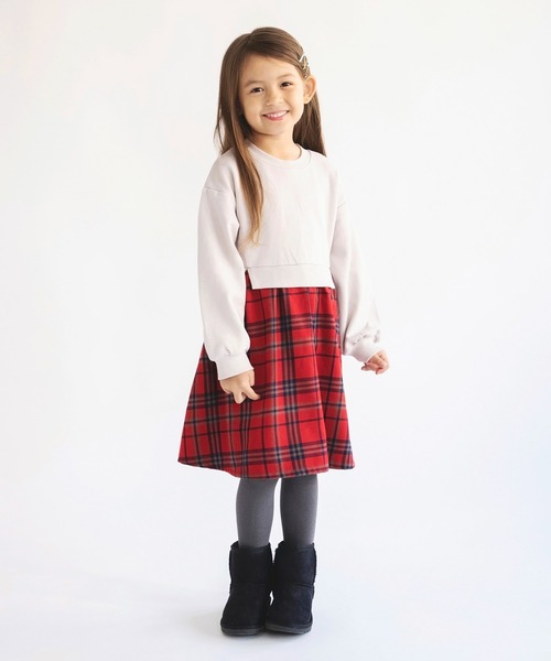 BRANSHES(ブランシェス)の「チェック柄ドッキングワンピース(ワンピース・キッズ・ブラック/ベージュ・90/100/110/120/130/140/150)」の11枚目の写真