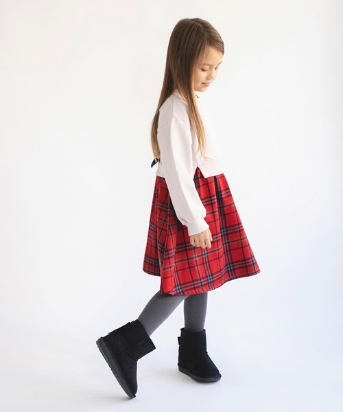 BRANSHES(ブランシェス)の「チェック柄ドッキングワンピース(ワンピース・キッズ・ブラック/ベージュ・90/100/110/120/130/140/150)」の15枚目の写真