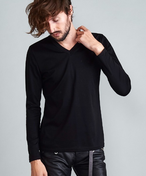 NO ID.(ノーアイディ)の「mlt3698-シルケットスムースロンT(Tシャツ/カットソー・メンズ・オレンジ系その他/ブラック/ワイン/ネイビー/ホワイト/サックスブルー・1/2)」の2枚目の写真