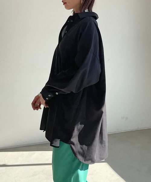 PAGEBOY(ページボーイ)の「コットンライクダッドシャツ(シャツ/ブラウス・レディース・ブラック/オフホワイト/ブルー・FREE)」の6枚目の写真