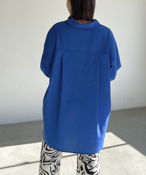 PAGEBOY(ページボーイ)の「コットンライクダッドシャツ(シャツ/ブラウス・レディース・ブラック/オフホワイト/ブルー・FREE)」の8枚目の写真