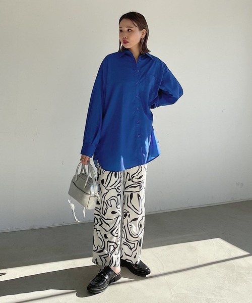 PAGEBOY(ページボーイ)の「コットンライクダッドシャツ(シャツ/ブラウス・レディース・ブラック/オフホワイト/ブルー・FREE)」の10枚目の写真