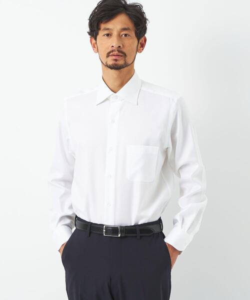 green label relaxing（グリーンレーベルリラクシング）の「コットンフレンチツイル スタンダード ワイドカラー ドレスシャツ -イージーアイロン-（ビジネスシャツ・メンズ・ホワイト/ライラック/ライトブルー・38cm/41cm/43cm/37cm/42cm/39cm/40cm）」の2枚目の写真