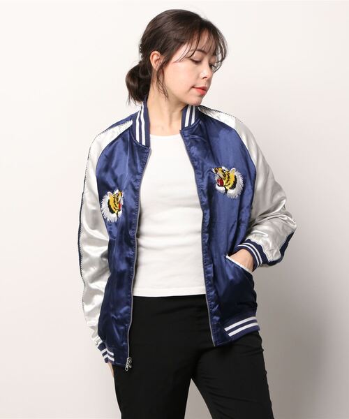 SILVER BULLET（シルバーバレット）の「『.KOM/ドットケーオーエム』リバーシブル タイガーデザイン スカジャン シンプルMA-1（スカジャン・メンズ・ブラック×カーキ/ネイビー系・M/L）」の15枚目の写真