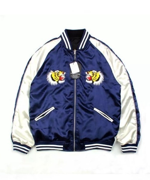 SILVER BULLET（シルバーバレット）の「『.KOM/ドットケーオーエム』リバーシブル タイガーデザイン スカジャン シンプルMA-1（スカジャン・メンズ・ブラック×カーキ/ネイビー系・M/L）」の11枚目の写真