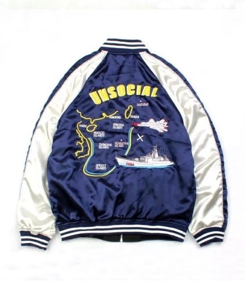 SILVER BULLET（シルバーバレット）の「『.KOM/ドットケーオーエム』リバーシブル タイガーデザイン スカジャン シンプルMA-1（スカジャン・メンズ・ブラック×カーキ/ネイビー系・M/L）」の12枚目の写真