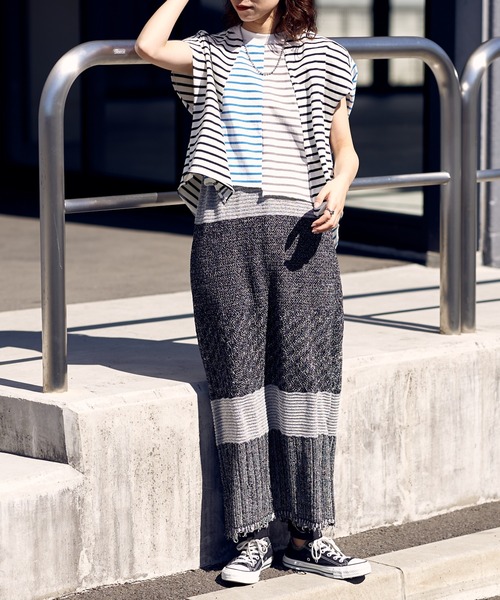 etsinta(エシンタ)の「【etsinta/エシンタ】バスクボーダークレイジーノースリTEE(Tシャツ/カットソー・レディース・ブルー/クリア・ONE SIZE)」の8枚目の写真