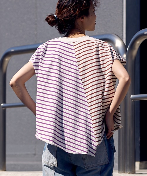 etsinta(エシンタ)の「【etsinta/エシンタ】バスクボーダークレイジーノースリTEE(Tシャツ/カットソー・レディース・ブルー/クリア・ONE SIZE)」の16枚目の写真