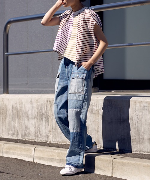 etsinta(エシンタ)の「【etsinta/エシンタ】バスクボーダークレイジーノースリTEE(Tシャツ/カットソー・レディース・ブルー/クリア・ONE SIZE)」の20枚目の写真