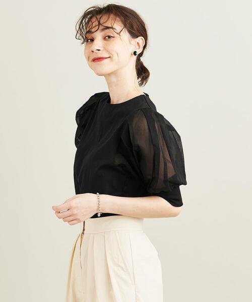 BEAUTY&YOUTH UNITED ARROWS（ビューティーアンドユースユナイテッドアローズ）の「BY コットン天竺シアー5分袖カットソー -ウォッシャブル-（Tシャツ/カットソー・レディース・ブラック/オリーブ/ホワイト・FREE）」の12枚目の写真