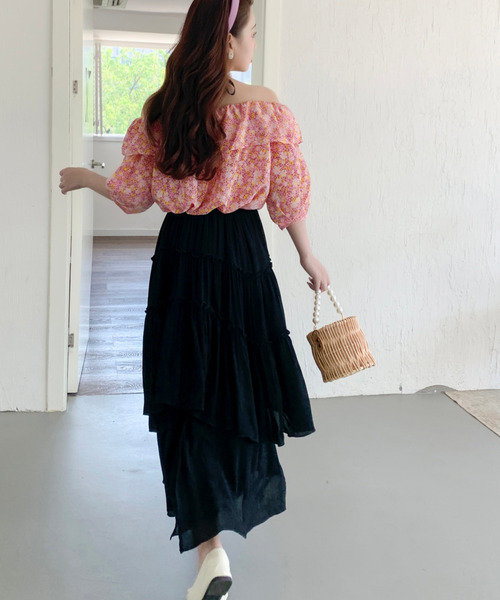 emi+(エミプラス)の「スリットランダムフレアロングスカート(スカート・レディース・ブラック/アイボリー/モカ/カーキ・FREE)」の20枚目の写真