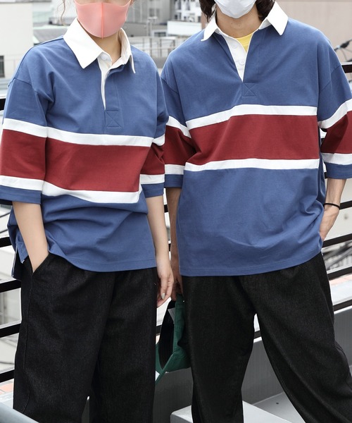 ８(eight)（エイト）の「半袖ラガーシャツ（ポロシャツ・メンズ・グリーン系その他/ブラック系その他/ネイビー系1/マスタード/ブルーグレー/オフホワイト・LARGE/MEDIUM）」の6枚目の写真