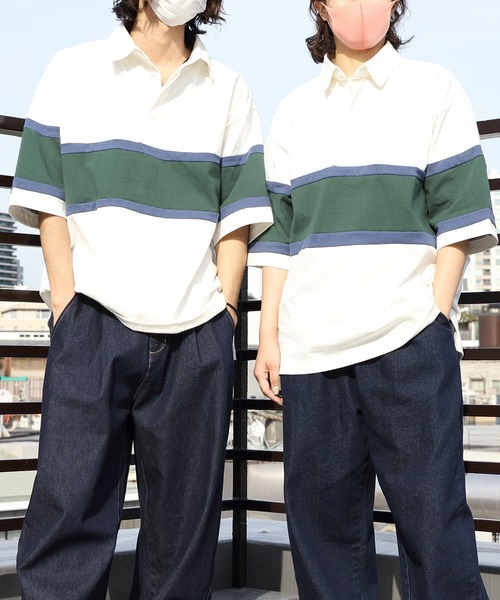 ８(eight)（エイト）の「半袖ラガーシャツ（ポロシャツ・メンズ・グリーン系その他/ブラック系その他/ネイビー系1/マスタード/ブルーグレー/オフホワイト・LARGE/MEDIUM）」の2枚目の写真