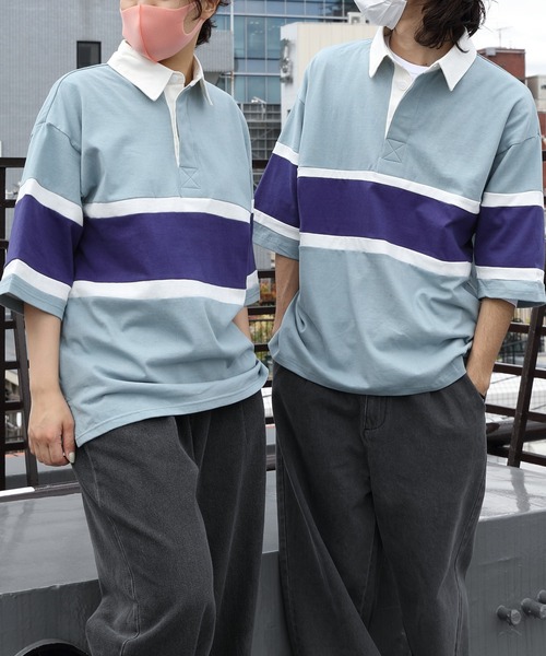 ８(eight)（エイト）の「半袖ラガーシャツ（ポロシャツ・メンズ・グリーン系その他/ブラック系その他/ネイビー系1/マスタード/ブルーグレー/オフホワイト・LARGE/MEDIUM）」の4枚目の写真