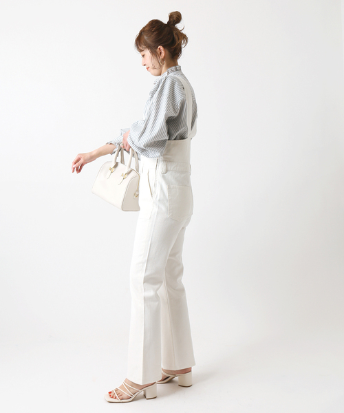 B.C STOCK(ベーセーストック)の「フレアdenim オーバーオール(サロペット/オーバーオール・レディース・ホワイト/ブラック/ブルー・FREE)」の6枚目の写真