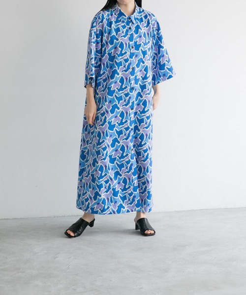 yuw（ユウ）の「プリントシャツワンピース　276527（シャツワンピース・レディース・ピンク/ブルー・FREE）」の15枚目の写真