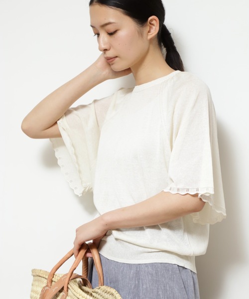 human woman(ヒューマンウーマン)の「◆フレアスリーブニット(ニット/セーター・レディース・ホワイト系その他/イエロー・MEDIUM)」の2枚目の写真