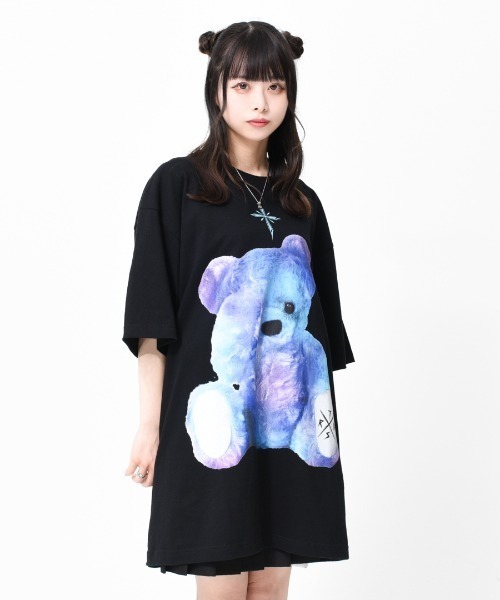 TRAVAS TOKYO（トラバス トウキョウ）の「『TRAVAS TOKYO/トラバス トーキョー』Furry bear BIG Tee/くまプリント 半袖Tシャツ（Tシャツ/カットソー・レディース・ホワイト/ブラック/サックスブルー/ライトグリーン/ライトパープル/A・FREE）」の13枚目の写真