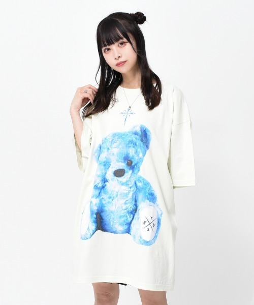 TRAVAS TOKYO（トラバス トウキョウ）の「『TRAVAS TOKYO/トラバス トーキョー』Furry bear BIG Tee/くまプリント 半袖Tシャツ（Tシャツ/カットソー・レディース・ホワイト/ブラック/サックスブルー/ライトグリーン/ライトパープル/A・FREE）」の22枚目の写真
