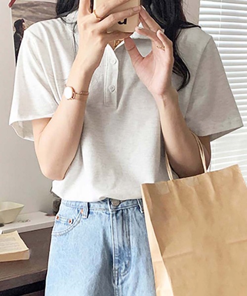 Ulysses(ユリシス)の「ラウンドネックポロトップス(Tシャツ/カットソー・レディース・ライトグレー/ブラック/ダークグレー・M/L)」の5枚目の写真