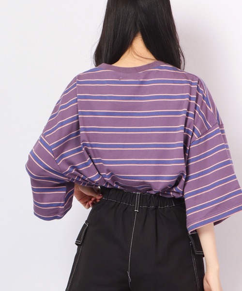 Revo.(レボ)の「Revo. レトロマルチボーダーコットンSS 半袖Tee(Tシャツ/カットソー・メンズ・ホワイト/ブルー/パープル・1/2)」の6枚目の写真
