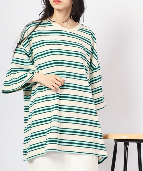 Revo.(レボ)の「Revo. レトロマルチボーダーコットンSS 半袖Tee(Tシャツ/カットソー・メンズ・ホワイト/ブルー/パープル・1/2)」の8枚目の写真