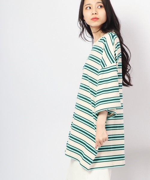 Revo.(レボ)の「Revo. レトロマルチボーダーコットンSS 半袖Tee(Tシャツ/カットソー・メンズ・ホワイト/ブルー/パープル・1/2)」の9枚目の写真