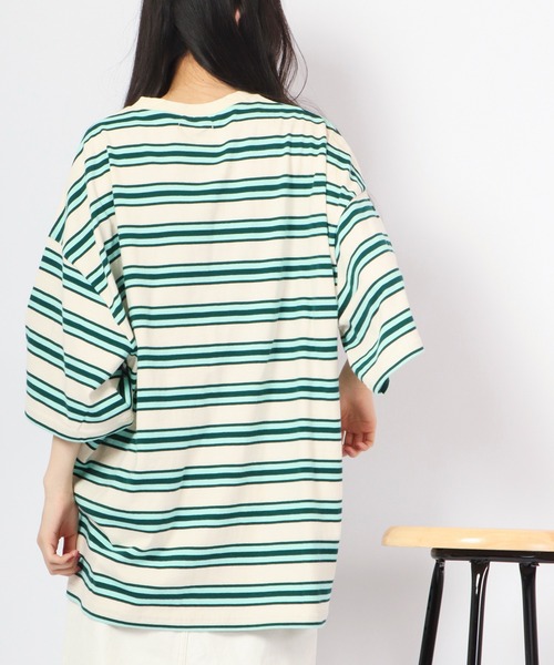 Revo.(レボ)の「Revo. レトロマルチボーダーコットンSS 半袖Tee(Tシャツ/カットソー・メンズ・ホワイト/ブルー/パープル・1/2)」の10枚目の写真
