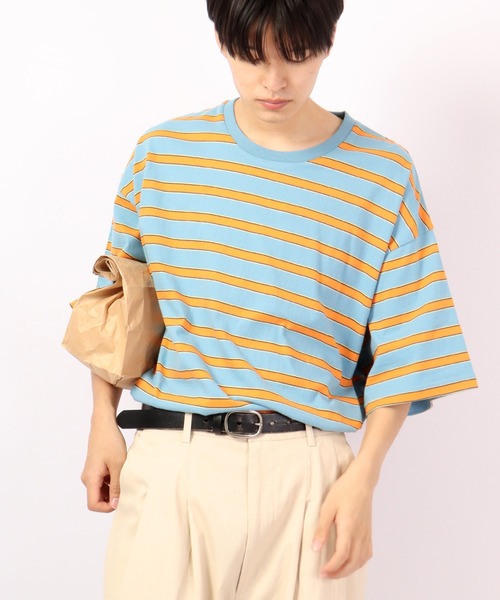 Revo.(レボ)の「Revo. レトロマルチボーダーコットンSS 半袖Tee(Tシャツ/カットソー・メンズ・ホワイト/ブルー/パープル・1/2)」の15枚目の写真