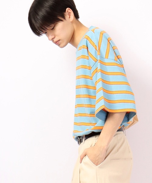 Revo.(レボ)の「Revo. レトロマルチボーダーコットンSS 半袖Tee(Tシャツ/カットソー・メンズ・ホワイト/ブルー/パープル・1/2)」の16枚目の写真
