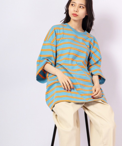 Revo.(レボ)の「Revo. レトロマルチボーダーコットンSS 半袖Tee(Tシャツ/カットソー・メンズ・ホワイト/ブルー/パープル・1/2)」の20枚目の写真