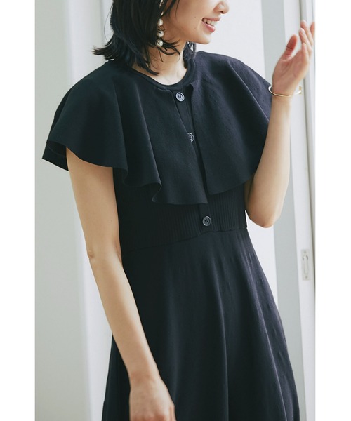 &. NOSTALGIA(アンドドットノスタルジア)の「フロントボタンケープ風ニットワンピース(ワンピース・レディース・ピンク系その他/ブラック・FREE)」の2枚目の写真