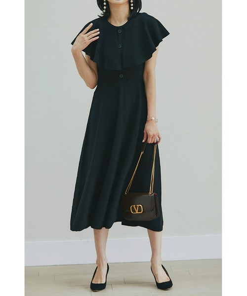 &. NOSTALGIA(アンドドットノスタルジア)の「フロントボタンケープ風ニットワンピース(ワンピース・レディース・ピンク系その他/ブラック・FREE)」の6枚目の写真