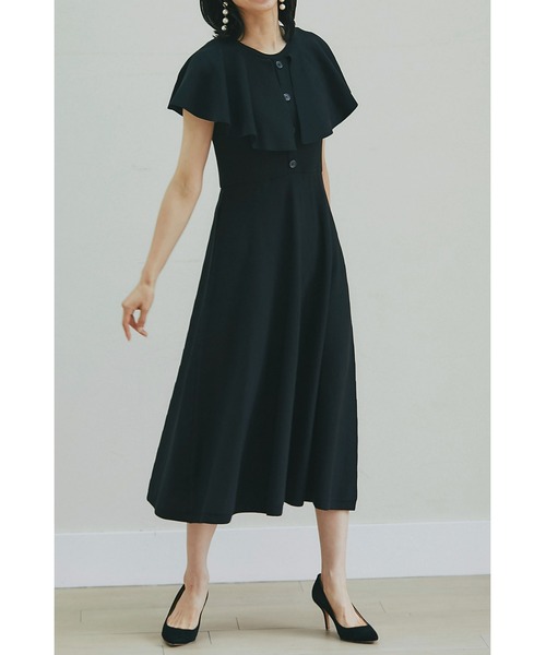 &. NOSTALGIA(アンドドットノスタルジア)の「フロントボタンケープ風ニットワンピース(ワンピース・レディース・ピンク系その他/ブラック・FREE)」の7枚目の写真