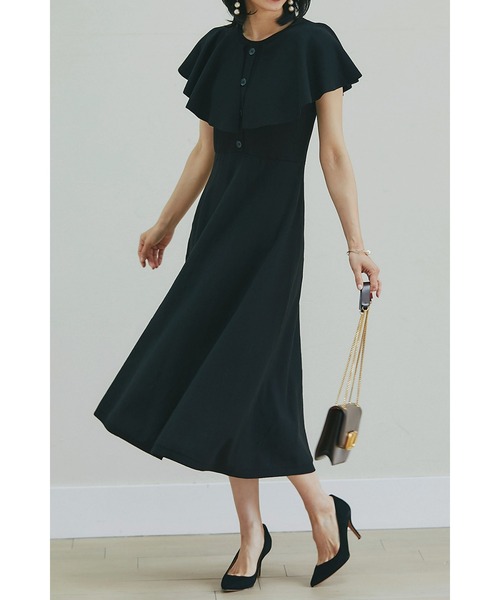 &. NOSTALGIA(アンドドットノスタルジア)の「フロントボタンケープ風ニットワンピース(ワンピース・レディース・ピンク系その他/ブラック・FREE)」の8枚目の写真