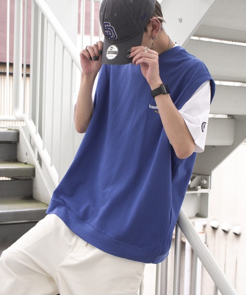 VISION STREET WEAR(ヴィジョンストリートウェア)の「VISION STREET WEAR ビジョンストリートウェア 鹿の子ベストアンサンブル(アンサンブル・メンズ・ブラック/ブルー/グリーン・M/L)」の3枚目の写真