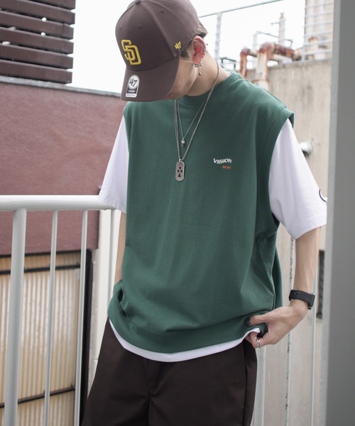 VISION STREET WEAR(ヴィジョンストリートウェア)の「VISION STREET WEAR ビジョンストリートウェア 鹿の子ベストアンサンブル(アンサンブル・メンズ・ブラック/ブルー/グリーン・M/L)」の1枚目の写真