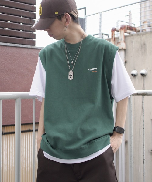 VISION STREET WEAR(ヴィジョンストリートウェア)の「VISION STREET WEAR ビジョンストリートウェア 鹿の子ベストアンサンブル(アンサンブル・メンズ・ブラック/ブルー/グリーン・M/L)」の4枚目の写真