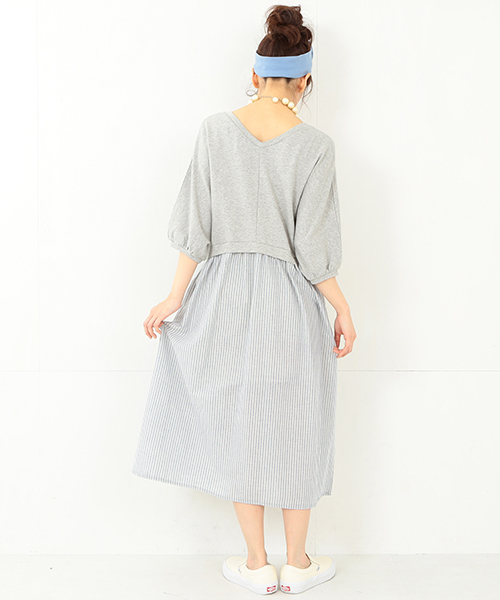 CAROLINA GLASER（カロリナ グレイサー）の「CAROLINA GLASER / カットストライプ ワンピース（ワンピース・レディース・グレー/チャコールグレー・ONE SIZE）」の18枚目の写真