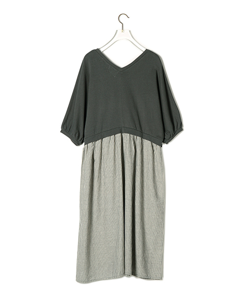 CAROLINA GLASER（カロリナ グレイサー）の「CAROLINA GLASER / カットストライプ ワンピース（ワンピース・レディース・グレー/チャコールグレー・ONE SIZE）」の12枚目の写真