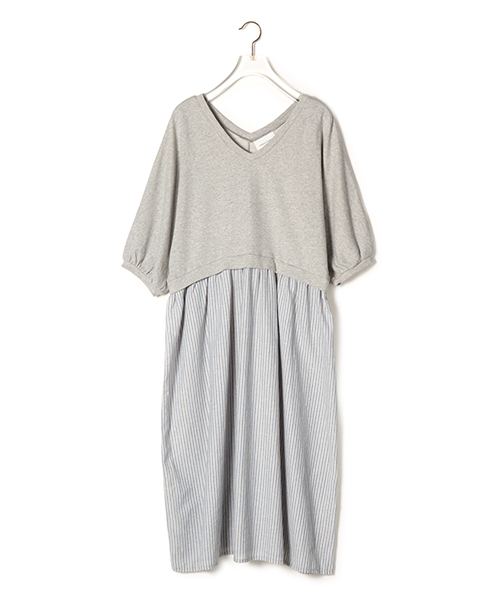 CAROLINA GLASER（カロリナ グレイサー）の「CAROLINA GLASER / カットストライプ ワンピース（ワンピース・レディース・グレー/チャコールグレー・ONE SIZE）」の14枚目の写真