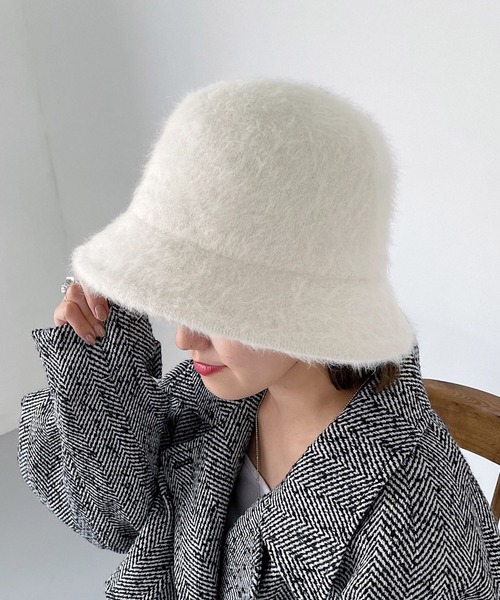 PAGEBOY（ページボーイ）の「アンゴラバケハ（ハット・レディース・ブラック/オフホワイト・FREE）」の3枚目の写真