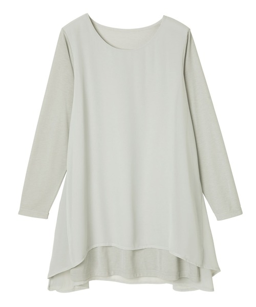 RANAN（ラナン）の「[24AW新色追加]＜裏起毛＞異素材切替チュニック（Tシャツ/カットソー・レディース・ライトグレー/ライトブルー/ブラック/ベージュ/テラコッタ/ネイビー/ライトパープル・LL/M/L）」の8枚目の写真