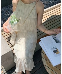 ギャザーデザインキャミソールワンピース