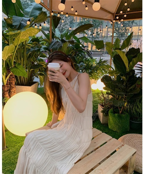 Ritzy（リッツィー）の「ギャザーデザインキャミソールワンピース（ワンピース・レディース・ホワイト・S/M/L）」の14枚目の写真