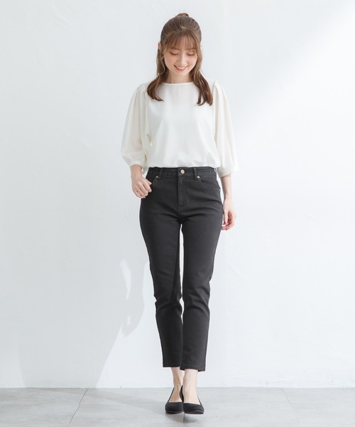 Honeys（ハニーズ）の「デニムスキニー（股下６４ｃｍ）（デニムパンツ・レディース・ブラック/ライトインディゴブルー/ワンウォッシュ・LL/SS/S/M/L）」の5枚目の写真