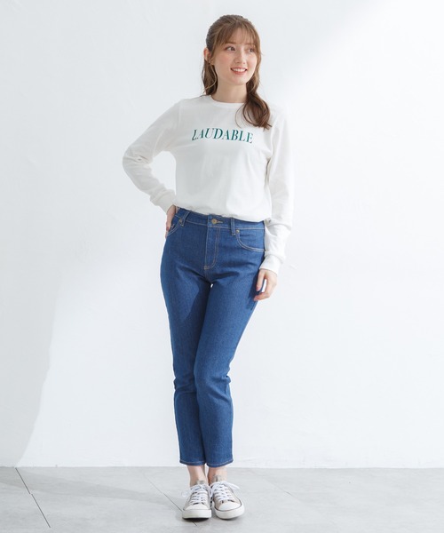 Honeys（ハニーズ）の「デニムスキニー（股下６４ｃｍ）（デニムパンツ・レディース・ブラック/ライトインディゴブルー/ワンウォッシュ・LL/SS/S/M/L）」の10枚目の写真