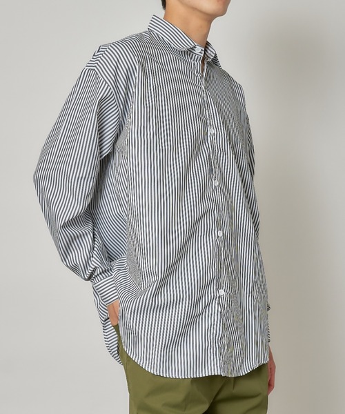 【美品】 セール】【SETUP7】ベーシックストライプシャツ SCCH034（シャツ トップス